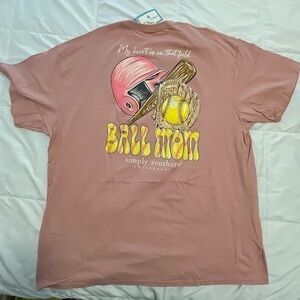 Simply Southern TShirt. Size S. “My heart is on that field” Ball Mom